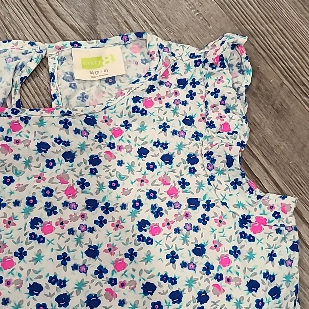 Justice/Crazy 8s Front Tie Floral Shirt with Matching Shorts Size 8
